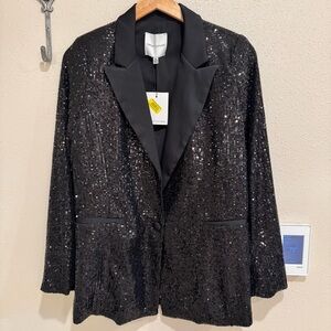NWT Gibson Latimer Black Sequin Blazer M